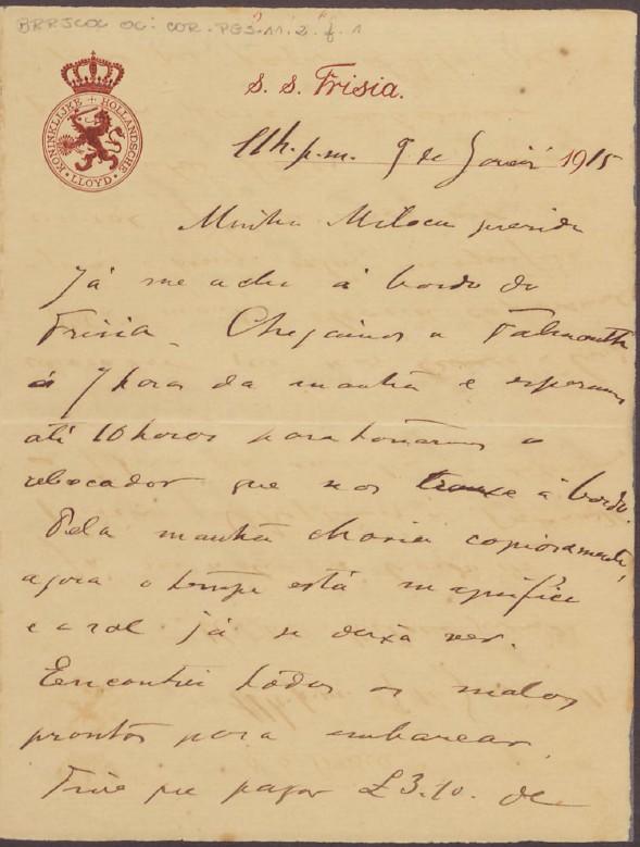 Cartas e bilhetes de Oswaldo Cruz enviados à esposa, Miloca, após o período em que visitou instit...